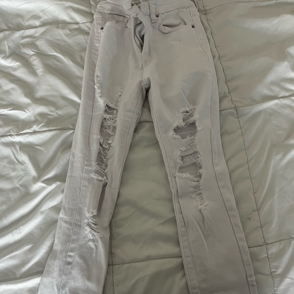 Distressed Gray Women Jeans